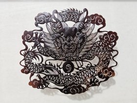 皮影静态皮影龙手工精品皮影传统手工艺非物质文化遗产牛皮手工雕刻手工上色仿古色尺寸25×30厘米标价不包含画框