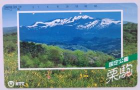 日本电话卡～风景/山脉/公园/四季/植物专题~栗驹山 (国定公园)，夏，黄花菜（过期废卡，收藏用）