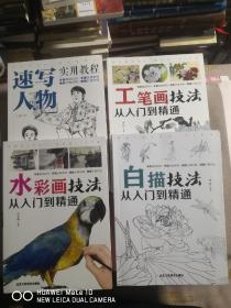 工笔画技法从入门到精通、水彩画技法从入门到精通、白描技法从入门到精通、速写人物实用教程（四本合售）