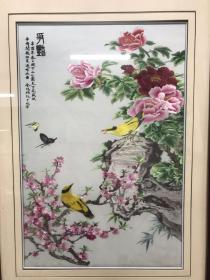 精品绣品金鸿钧争艳60x40cm 镜框