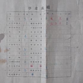 沈阳市第二十八中学高中毕业证1956年 有照片 沈阳市教育局钢印 哈尔滨工业大学验讫 有洞 折寄