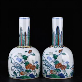清雍正斗彩花卉纹斗彩摇铃尊古董古玩古瓷器文玩艺术收藏品