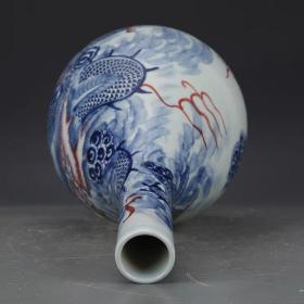 青花釉里红龙纹胆瓶
