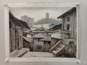 保真书画，油画名家，刘遂海2016年佳作《恩阳写生》60×80cm，刘遂海，1950年生于重庆市沙坪坝，现为四川省第十一届人大代表，成都市人民政府参事；中国美协会员，中国致公画院副院长，四川省成都市致公画院院长。成都大学教授委员会副主任、校学术委员、教授，美术学院学位评定委员会主席，名誉院长。