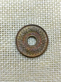 泰国1萨当铜币 1941年漂亮红绿撞色包浆极美品20.6mm yz0379