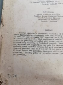 THE, TECHNOLOGY AND ONOMICS OF SMAIISCALE COMMERCTAT,PRAVN(Macrobrachium rosenbexpi4)HATCHERJESA CASE STUDY IN THATLAND