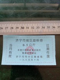 济宁市城区面粉券，1995年10月0.5公斤