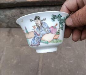 晚清太白醉酒图茶碗