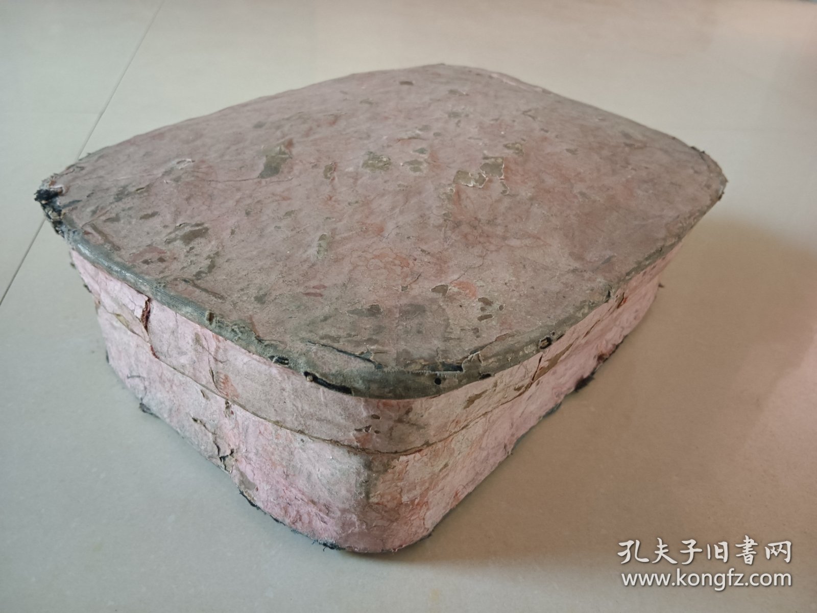 老手工纸糊针线盒子 有小破损品差30×20×10