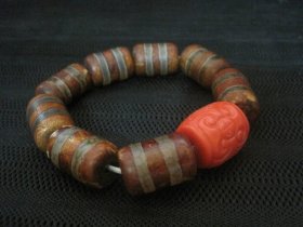 古玩古董收藏品 西藏天珠至尊至纯线纹天珠手链手串线珠古珠子