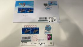 2025.6 天地辽宁邮资封、片两枚大连原地挂号实寄封，盖套色大船戳，辽宁舰邮票
