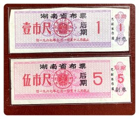 湖南省布票1967.7-12后期两种，共2枚（全）