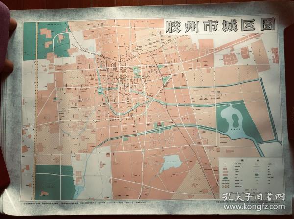 胶州市城区图 覆膜大地图  2002年12月出版 107x77公分  地图  收藏  品好