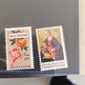 USAn美国1975 圣诞节 教绘画漫画 新 2全 外国邮票