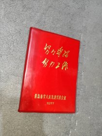 努力学习努力工作笔记本【青岛市学大庆先进代表大会】36开塑料皮笔记本 用了几页