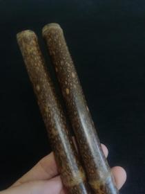 梅鹿竹扇，带节，尺寸32.5x2.0