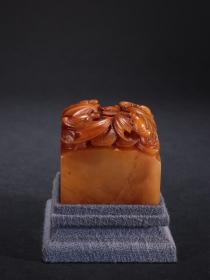 旧藏 王云作田黄石五福献寿印章