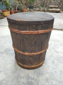 民国竹箍米桶木桶民俗老物件