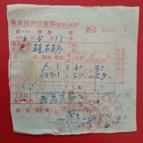 1956年5月11日，住宿费，熊岳镇合作旅社第二大车店，辽宁省财政厅税务局。（生日票据，宾馆住宿类票据）。（20-7）