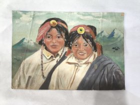 油画，题材【藏族姑娘】，布面油画