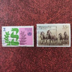 澳大利亚早期信销邮票两枚