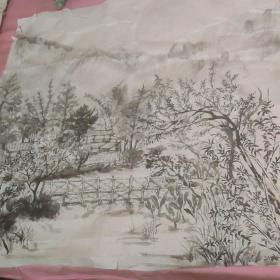 无款无名山水画2张
