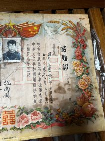 1955年，宁波市结婚证一张，带相片，折叠发货