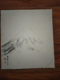 日本回流:民国时期 越东绘 国画卡板 富士山