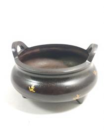 铜点金元宝香炉，品相如图