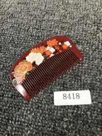 AA67-1 8418 Vintage 日本回流中古梳子 木胎大漆莳绘