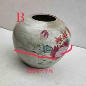 建国初手绘粉彩瓷罐