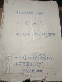 八集电视连续剧剧本：江南风云【编剧 汪大铭，王振琳 执笔，原南京电影制片厂 信封，内附 一张纸条，写有：《江南风云》原稿，父生前留物存档……另附 十集电视连续剧 江南风云 碟片9盘……怀疑此部电视剧可能就是9集】