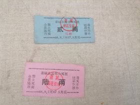 票证:1966年蒲城县絮棉购买票（贰两，陆两）2枚