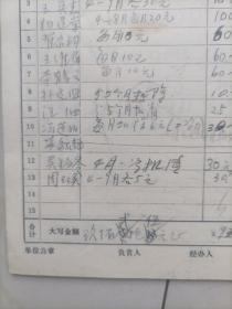 清华大学体育组国库券表：苏应惠、夏翔、王英龙、杨道崇、翟家钧、王维屏、李鹤云、孙建国、汪泗、冯莲丽、吴钧岑、周玉英签名