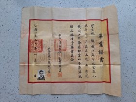 1950年私立之江大学毕业证书，校长黎照寰