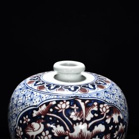 旧藏 明永乐青花釉里红一路连科纹梅瓶 高43厘米 宽26厘米