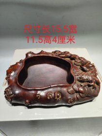 黄花梨文房笔洗，雕工精湛，花纹清晰漂亮，手工制作，品相完好，尺寸如图