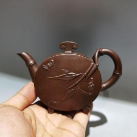 紫砂壶小品竹段壶底款范忠泉纯手工制作