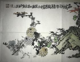 李东献四尺对开花鸟作品真迹