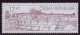 CZECH37捷克共和国2010年世界遗产 查理大桥和布拉格城堡建筑风光 新 1全 雕刻版外国邮票