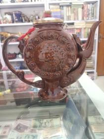酱釉茶壶，老茶壶，茶具，水壶，28×11x23㎝，仙女茶壶，形态独特，60年代左右