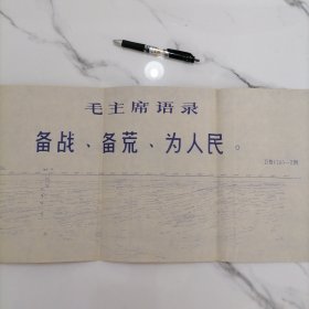 1970年带毛主席语录最高指示的大图纸（43cm×222cm）【备战、备荒、为人民。毛泽东】