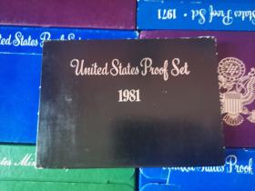 美国硬币，1981年精制币套装，内有1卡。