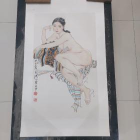 保真，名家苗再新人体艺术国画。本店字画以合理价格出售，看好出价不退货。