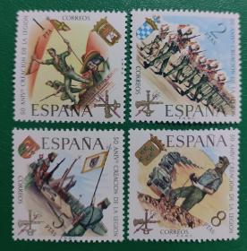 西班牙邮票 1971年西班牙志愿军团50周年 4全新