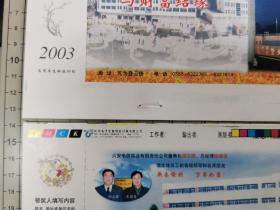 2003无为农行、六安电信贺年邮资片试印样片，带印刷色标，大边，杭州海洋电脑制版的铭记