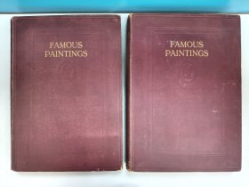 Famous Paintings《世界名画选集》二册全 大开本厚册37*27*9.5CM 贴片式原色彩色插图 每幅画前均附文字介绍 布封精装 标题烫金 制作非常精美