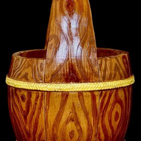 清乾隆仿生瓷木纹釉一桶天下;19x14厘米