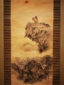 日本回流名家手绘山水画 （高级轴头）