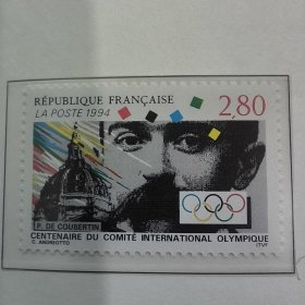FR2法国邮票1994年 国际奥委会100年 名人人物顾拜旦（奥运会创始人）外国邮票 新 1全
